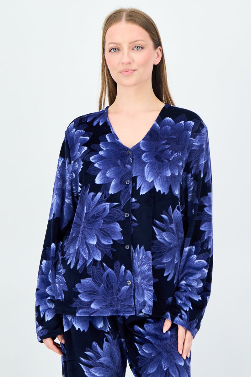 Gloria Vanderbilt Women 2 Pcs Floral Print Long Sleeve Pyjama Set, Multicolor - Image 2